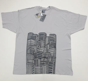 PYC CITY | Male Cotton Shirt Grey Black Print | Retro Classics